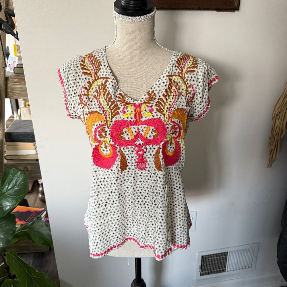THML Embroidered Printed Top M Colorful